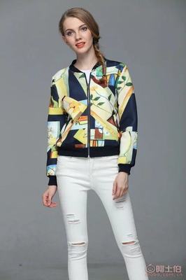 【廠家直銷2016秋冬爆款歐美印花棒球服外套女裝批發(fā)Y12】常熟市服裝城悅衣服飾商行 - 產(chǎn)品庫