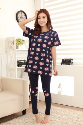 【2014春夏新款糖果色睡衣 愛心卡通短袖睡衣套裝女睡衣 日系家居服】價格,廠家,圖片,家居服、睡衣、浴袍,汕頭市潮陽區(qū)銅盂艾妮服裝廠-